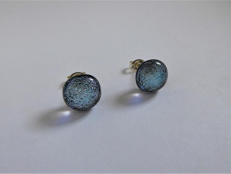 Eva Glass Round Silver Studs