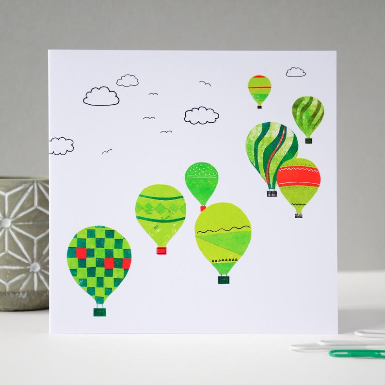 Fiona Clabon Green Balloons Card