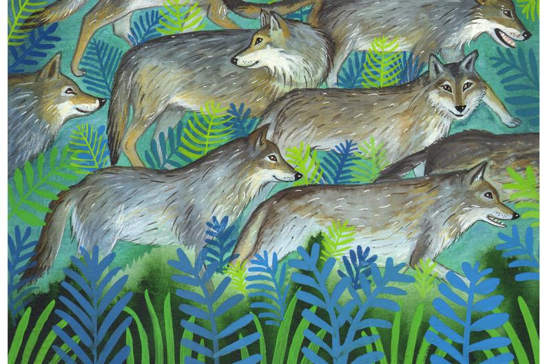Laura Robertson Running Wolves Print