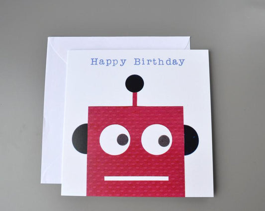 Little Red Apple Robot birthday Card