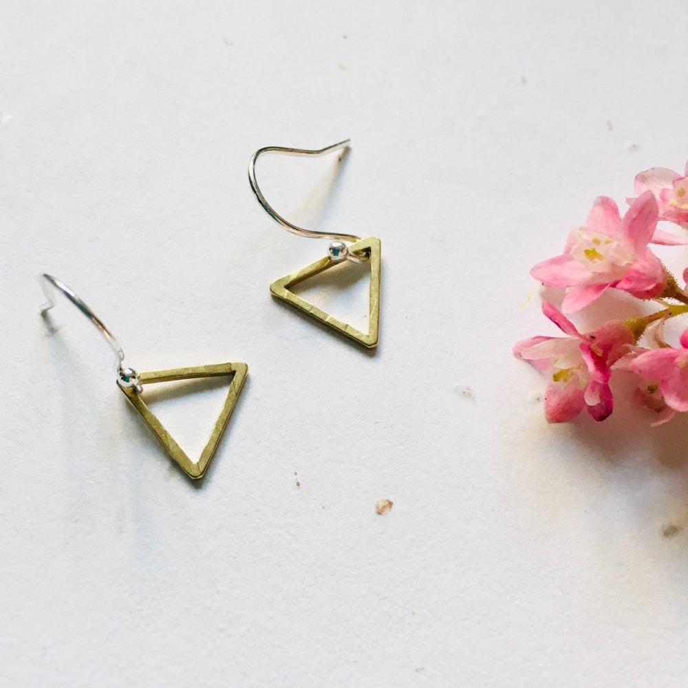 Ava & Bea Brass Mini Triangle Earrings