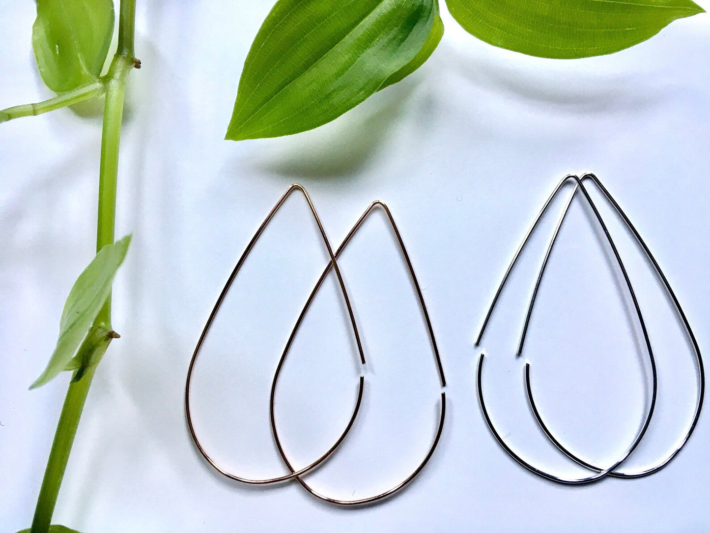 Rose gold or silver plated tear drop earrings, very delicate modern earrings.