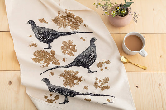 Anna Palamar Designs Pheasant & Acorn Tea Towel