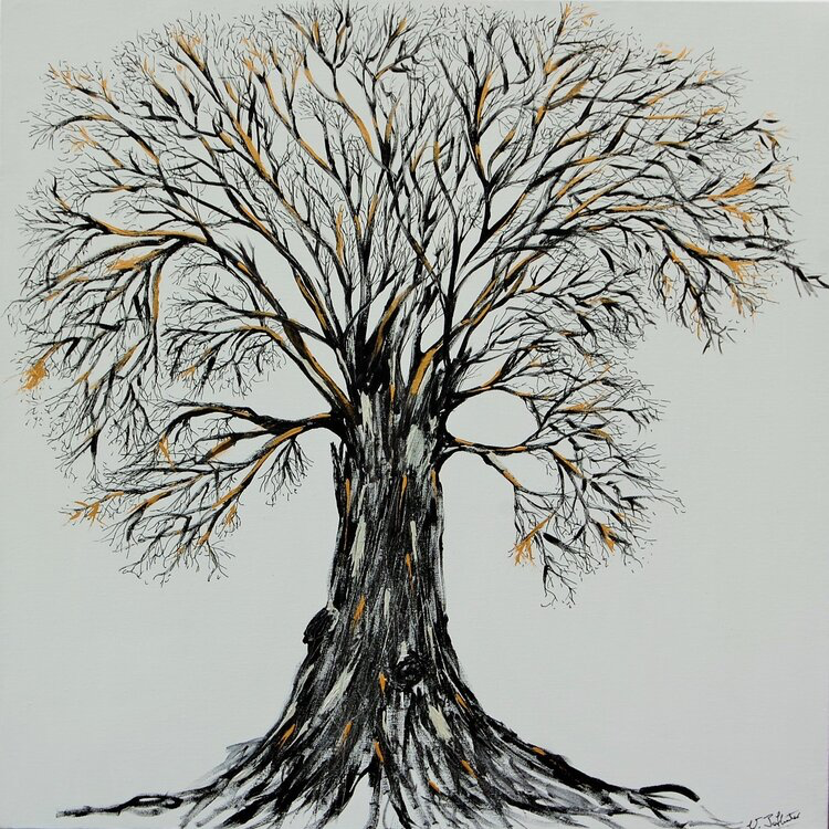 Viv Hunter Art Card.  Lone tree painting, card blank inside.
