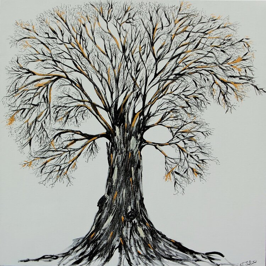 Viv Hunter Art Card.  Lone tree painting, card blank inside.