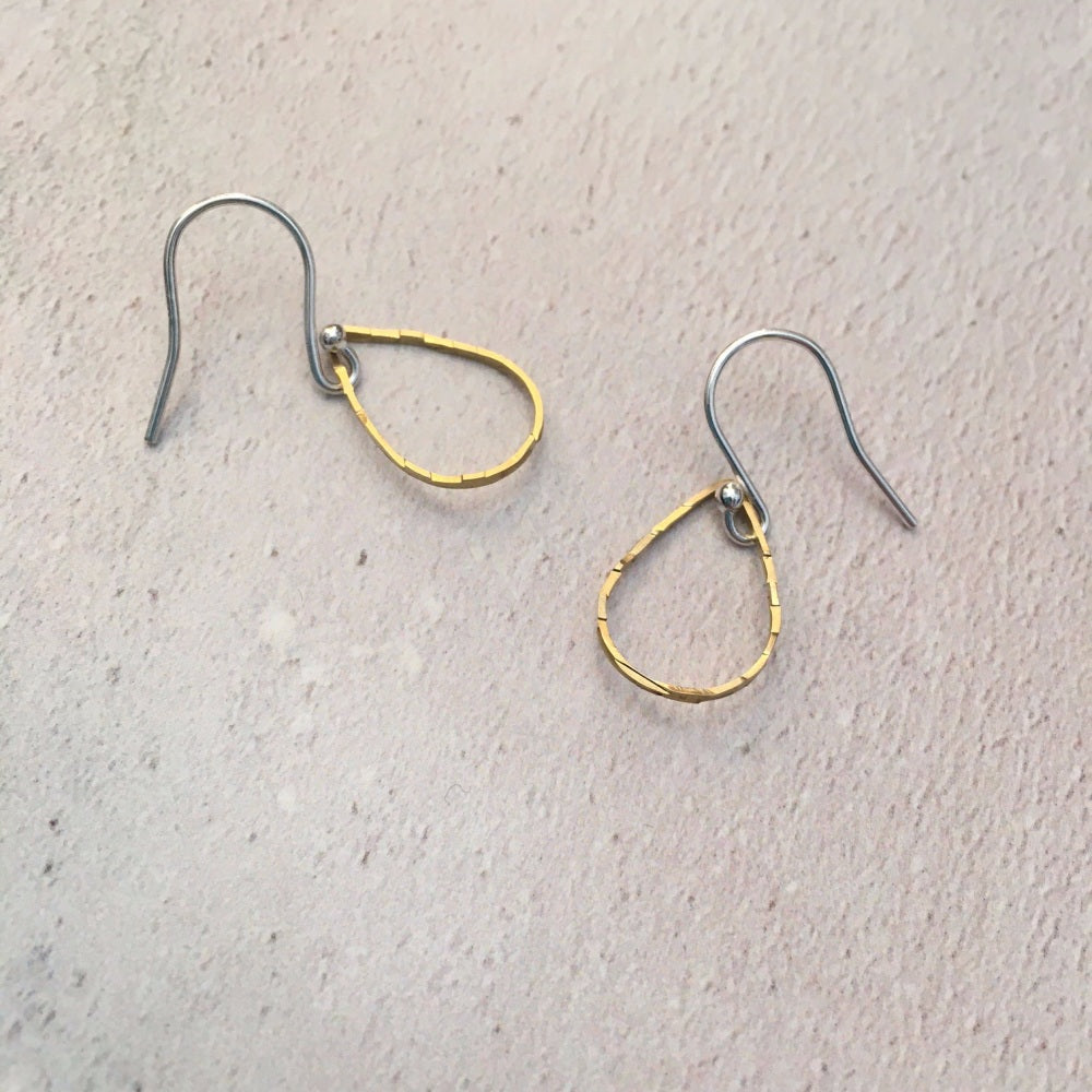 Ava & Bea Brass Mini Teardrop Earrings