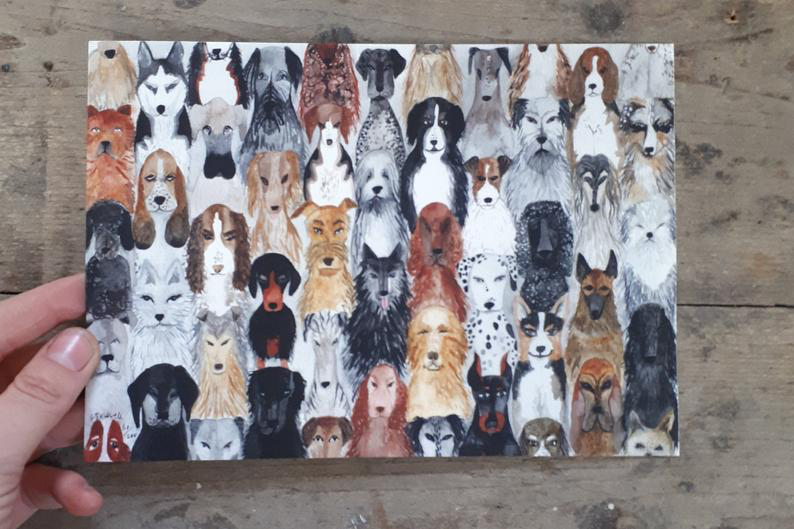 Hattie Buckwell, Dog Breeds print, handmade in Bristol.