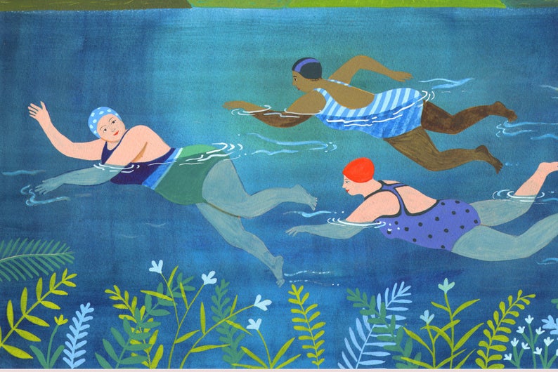 Laura Robertson Wild Swimming Woman. Print from original painting.