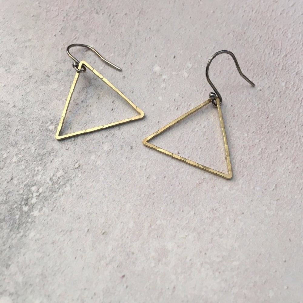 Ava & Bea Brass Medium Triangle Earrings
