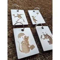 Famous Banksy images laser cut in wood keyring