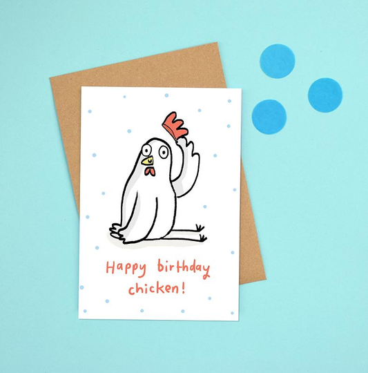 Sarah Ray Happy Birthday Chicken card.  Humorous Chicken drawing.