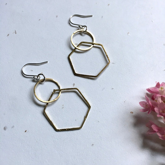 Ava & Bea Circle and Hexagon Earrings