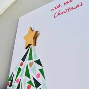 Little Red Apple Christmas Card with Star Brooch.