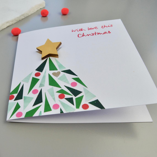 Little Red Apple Christmas Card with Star Brooch.