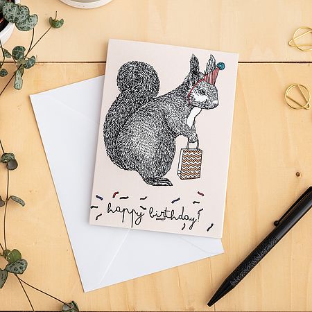 Anna Palamar Designs Happy Birthday Squirrel Card