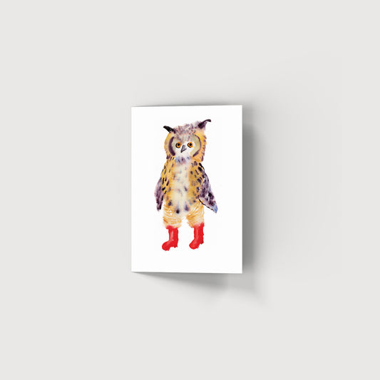 Rosie Webb Owl in Wellies Card