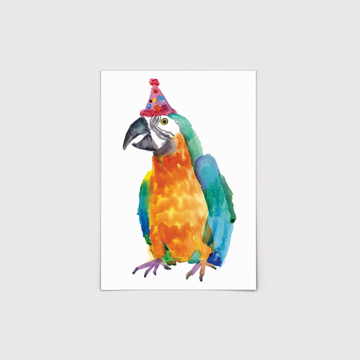 Rosie Webb Parrot in party hat Print