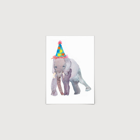 Rosie Webb Elephant in a Party hat Print
