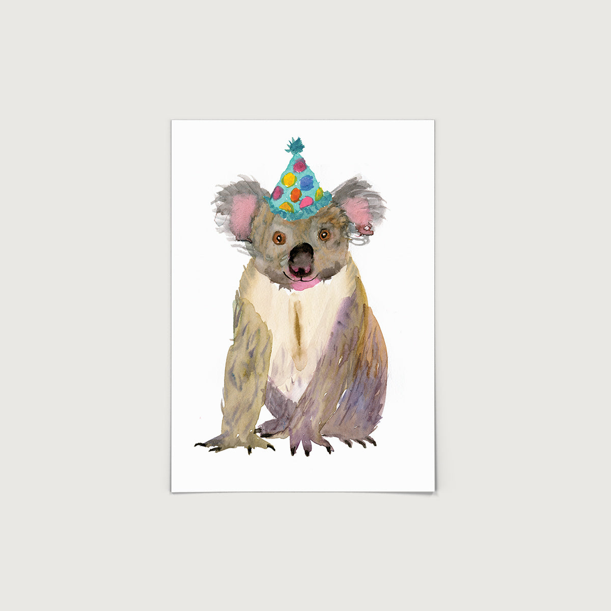 Rosie Webb Koala in a Party Hat Print