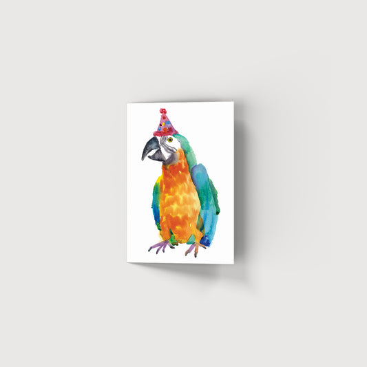 Rosie Webb Parrot in Party Hat Card
