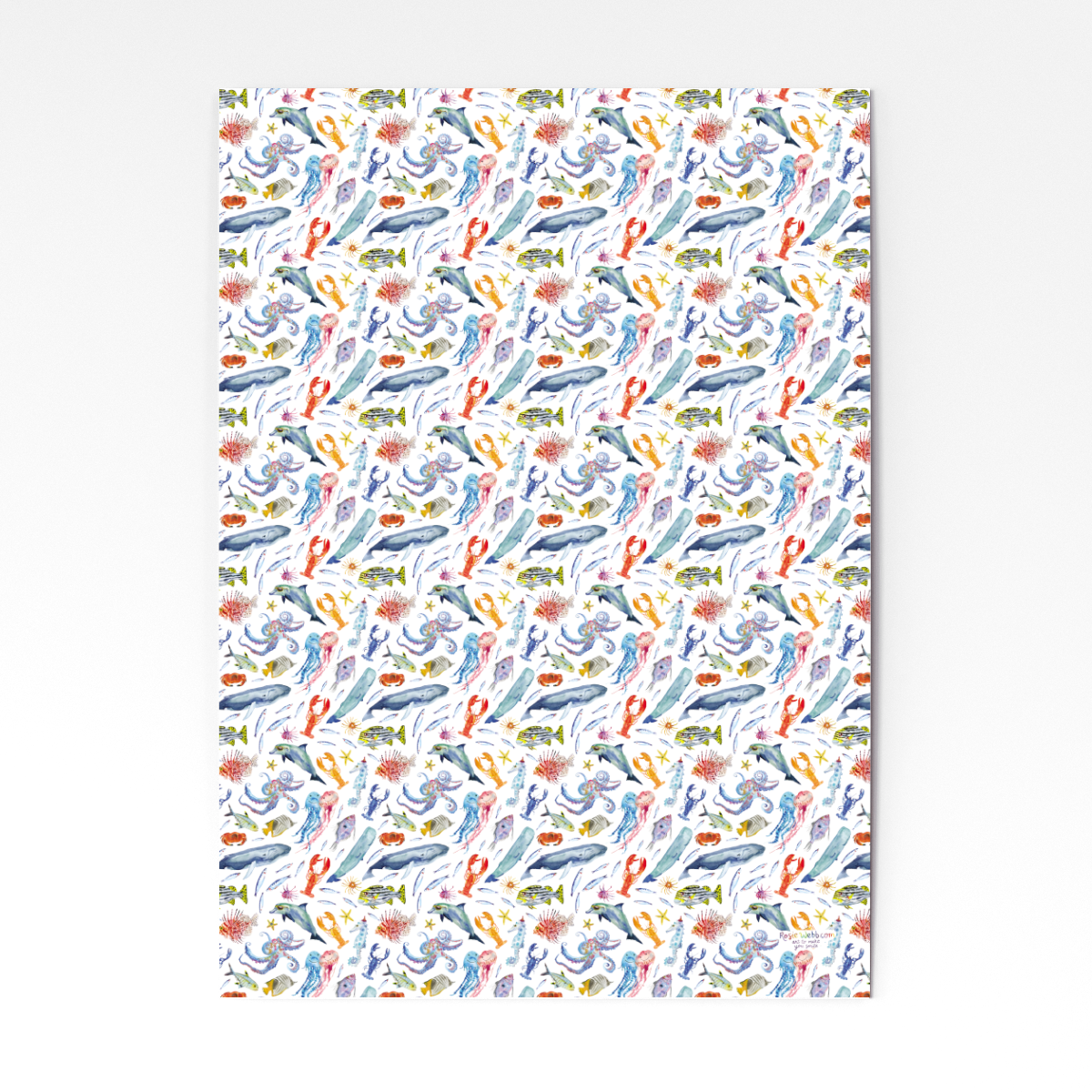 Colourful wrapping paper with a sealife theme